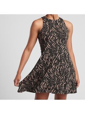 ATHLETA WOMEN'S ABSTRACTION BLACK SLEEVELESS SANTORINI THERA DRESS SIZE SMALL